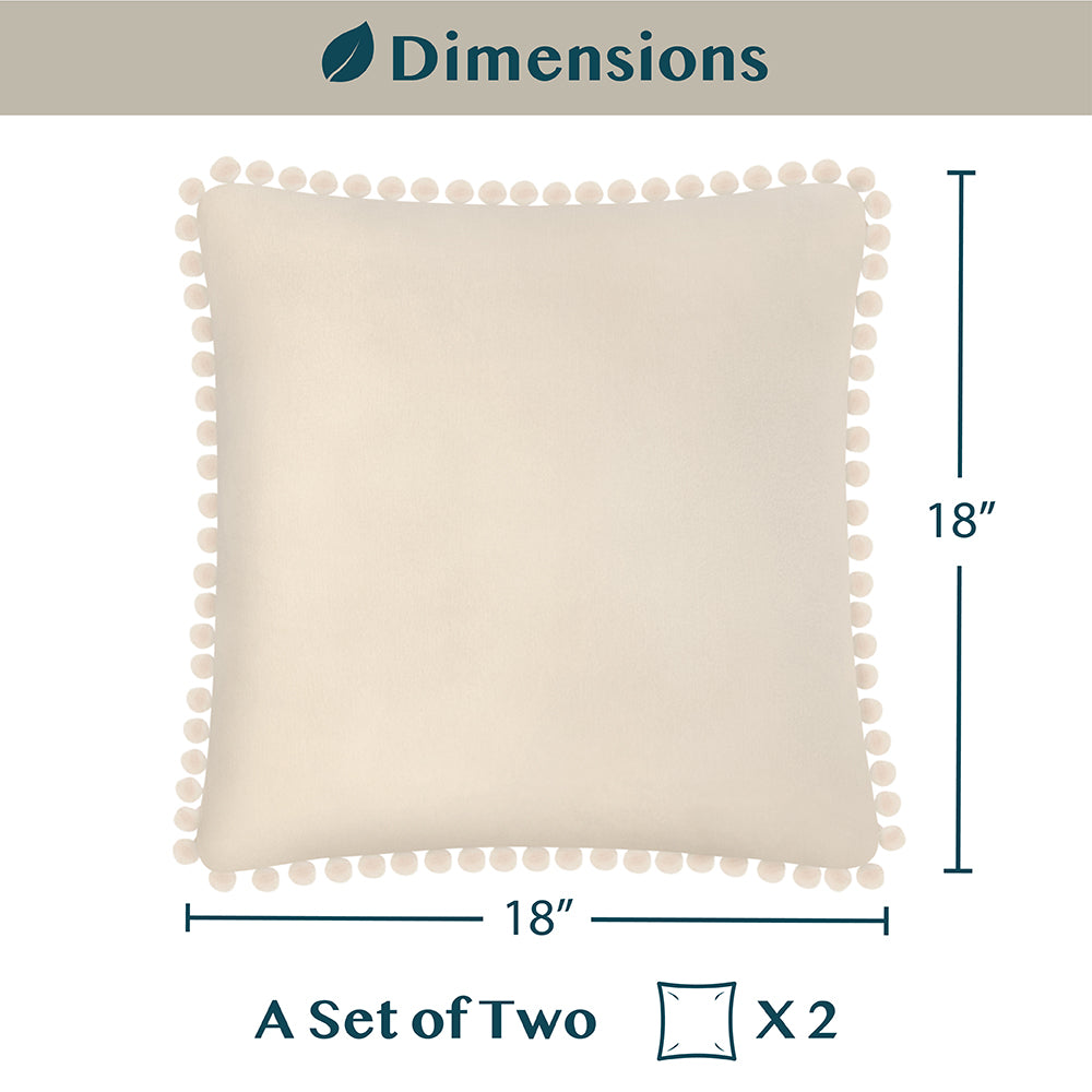 Pom Pom Fringe Fleece Pillow Cover - Set of 2