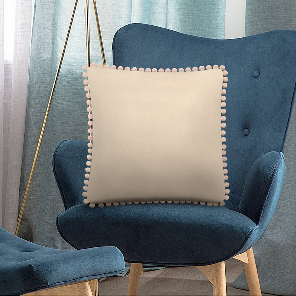 Pom Pom Fringe Fleece Pillow Cover - Set of 2