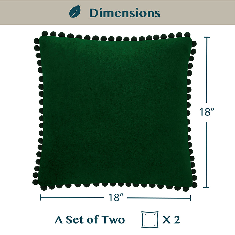 Pom Pom Fringe Fleece Pillow Cover - Set of 2