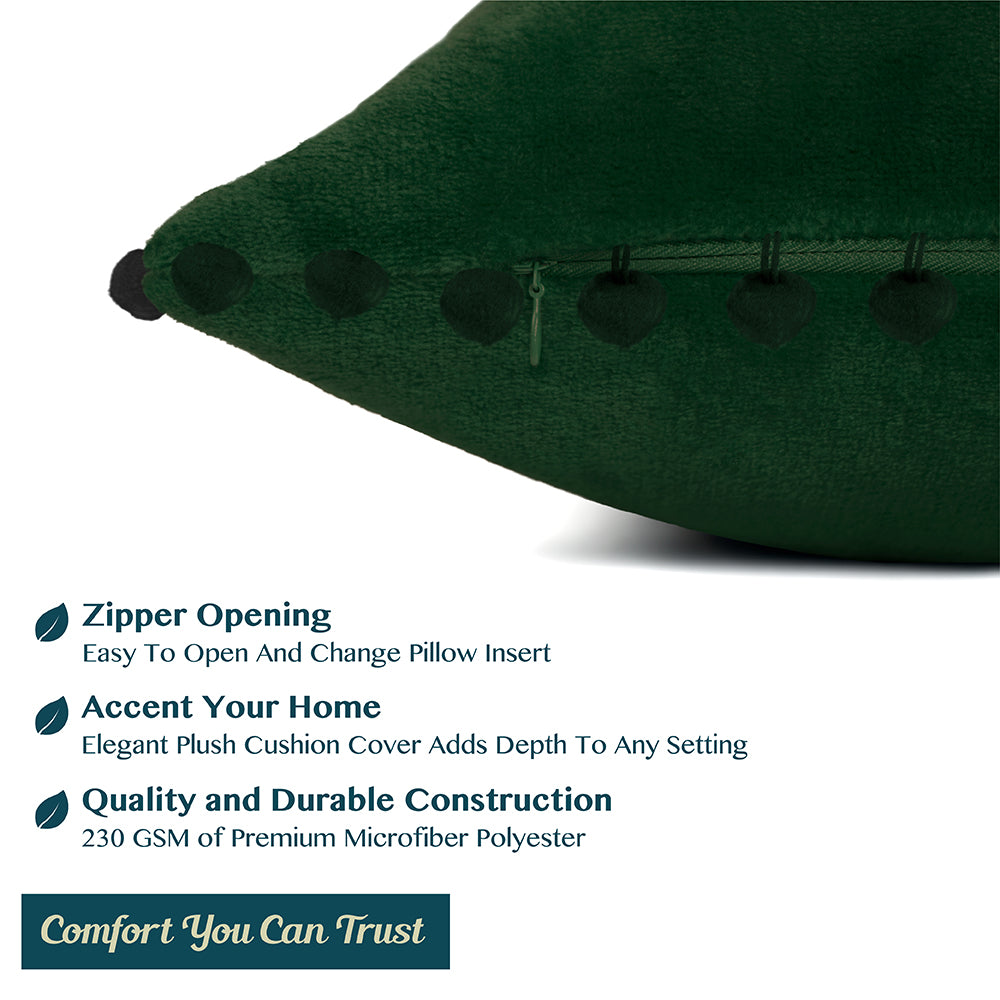 Pom Pom Fringe Fleece Pillow Cover - Set of 2