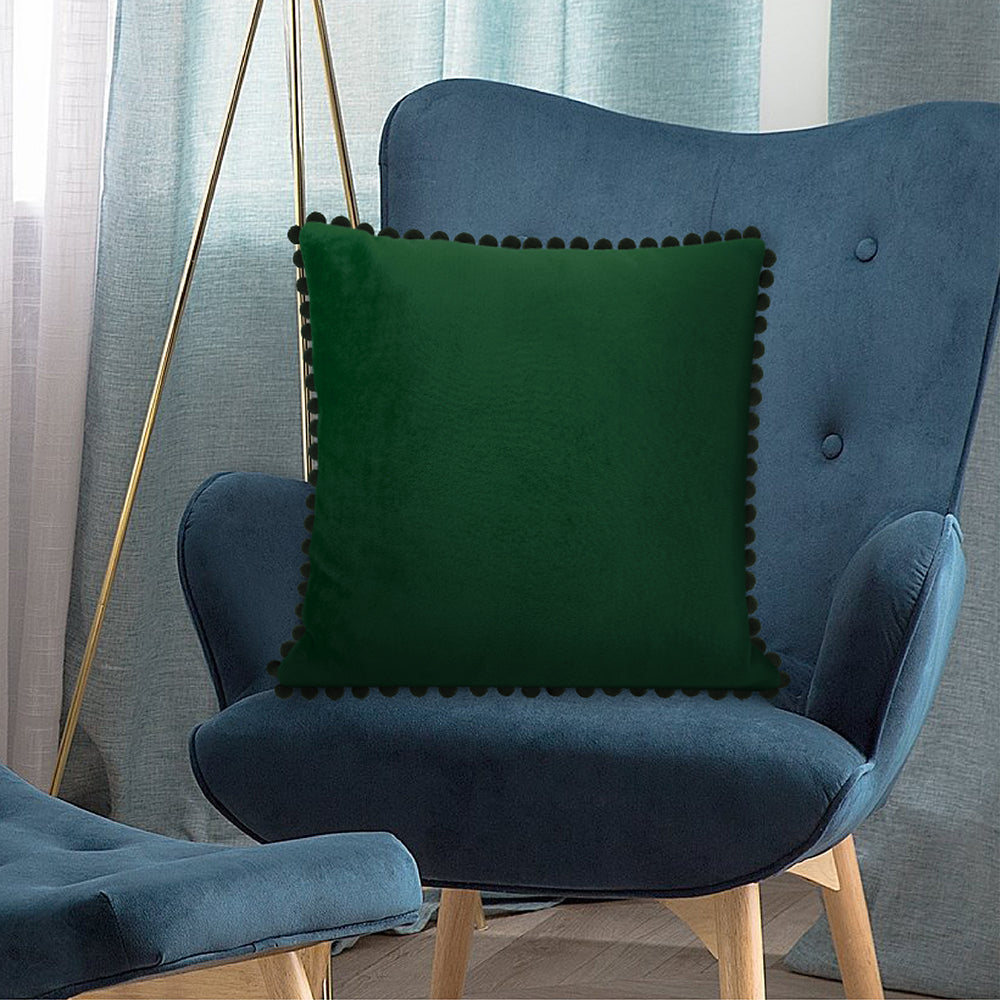 Pom Pom Fringe Fleece Pillow Cover - Set of 2