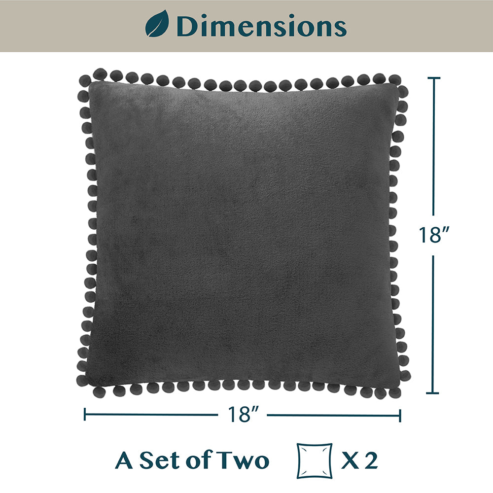 Pom Pom Fringe Fleece Pillow Cover - Set of 2