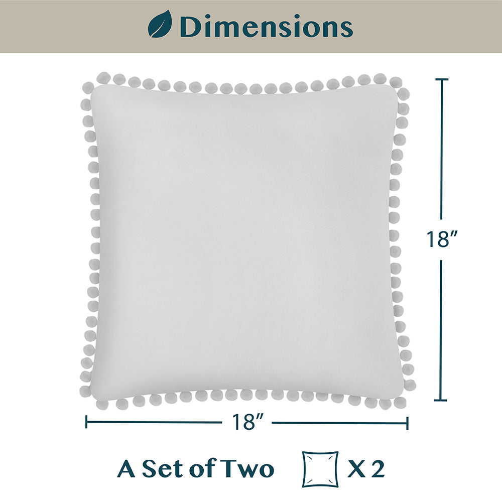 Pom Pom Fringe Fleece Pillow Cover - Set of 2