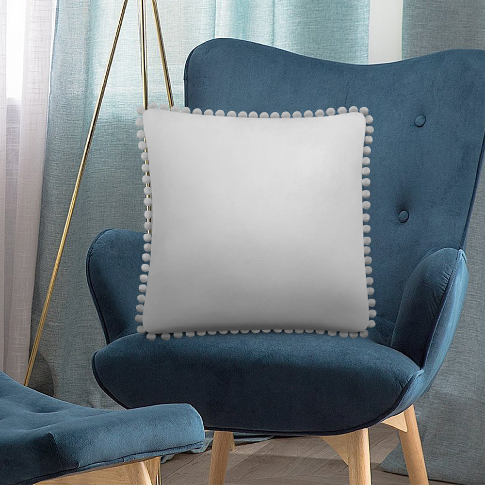 Pom Pom Fringe Fleece Pillow Cover - Set of 2