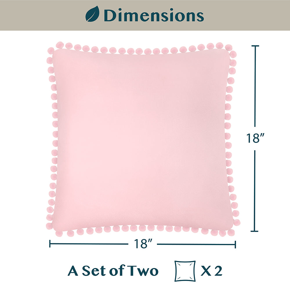 Pom Pom Fringe Fleece Pillow Cover - Set of 2