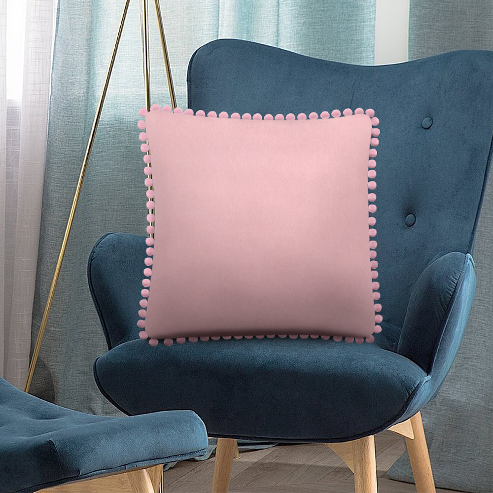 Pom Pom Fringe Fleece Pillow Cover - Set of 2