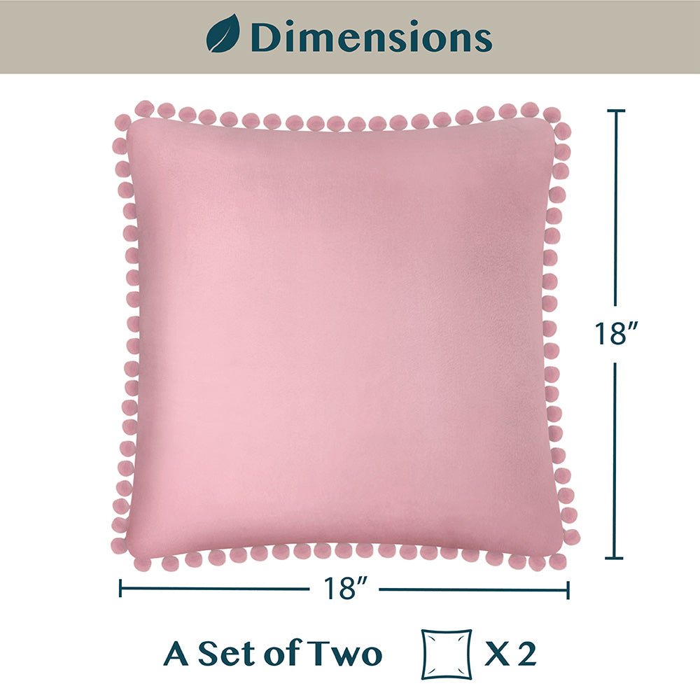 Pom Pom Fringe Fleece Pillow Cover - Set of 2