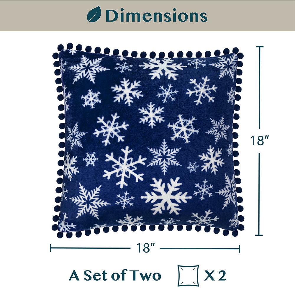 Pom Pom Fringe Fleece Pillow Cover - Set of 2