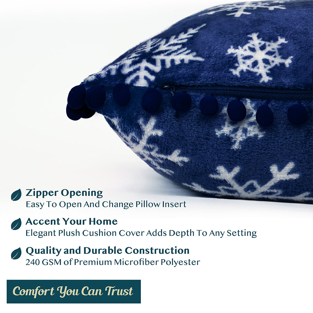Pom Pom Fringe Fleece Pillow Cover - Set of 2