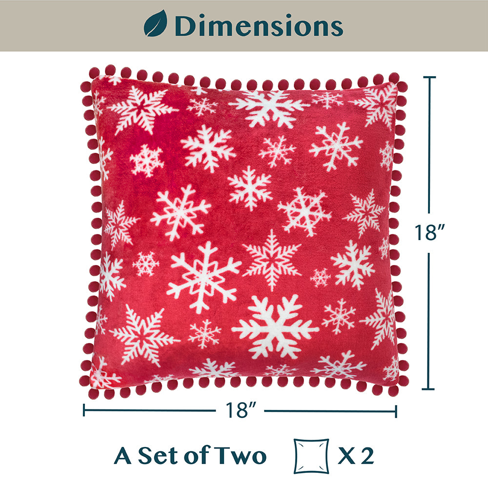 Pom Pom Fringe Fleece Pillow Cover - Set of 2