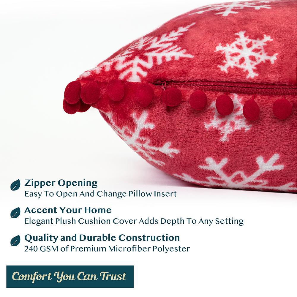 Pom Pom Fringe Fleece Pillow Cover - Set of 2