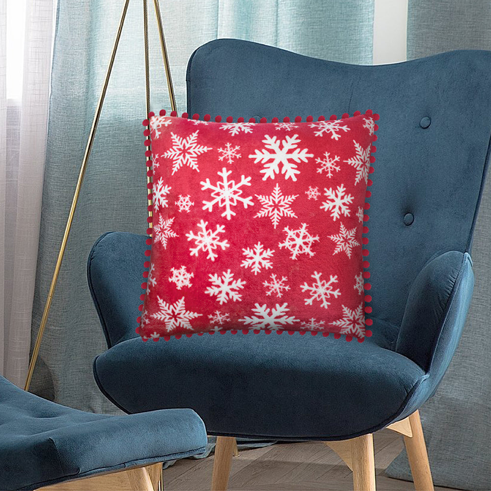 Pom Pom Fringe Fleece Pillow Cover - Set of 2