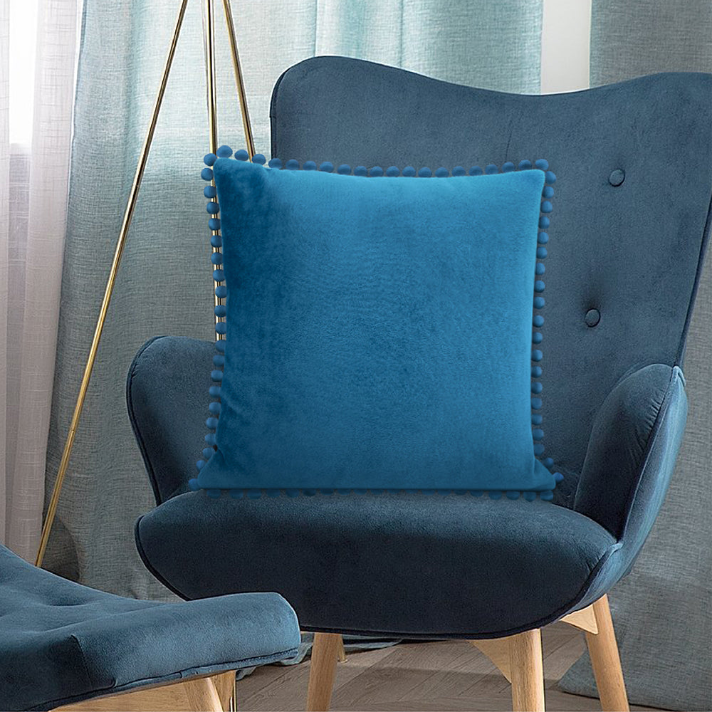 Pom Pom Fringe Fleece Pillow Cover - Set of 2