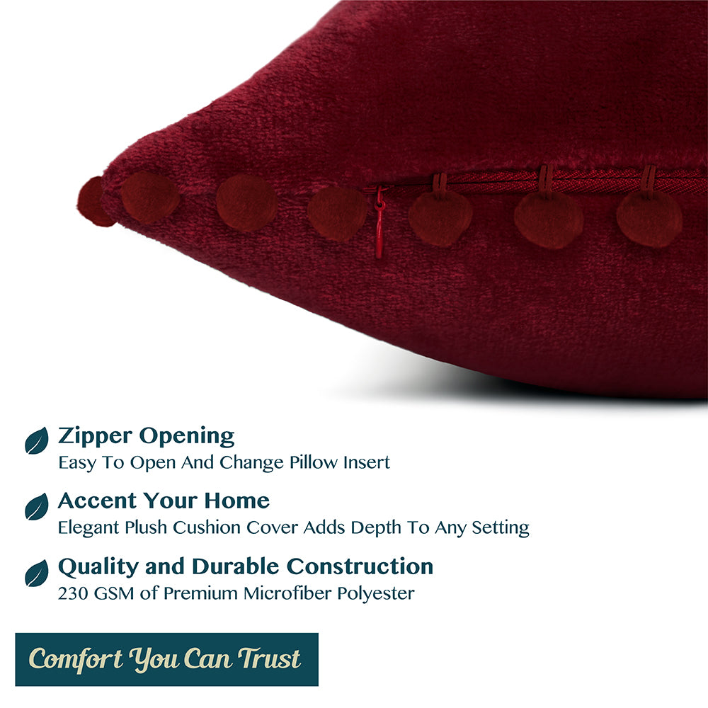 Pom Pom Fringe Fleece Pillow Cover - Set of 2