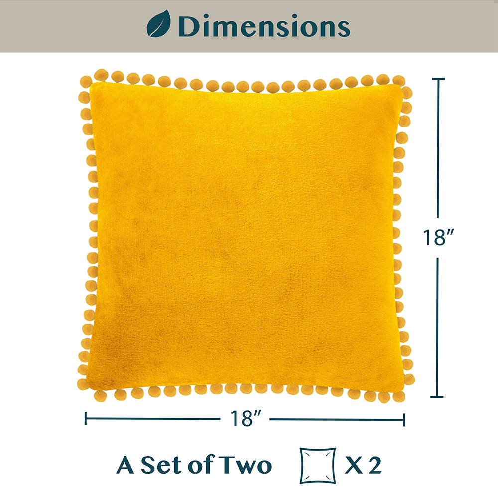 Pom Pom Fringe Fleece Pillow Cover - Set of 2