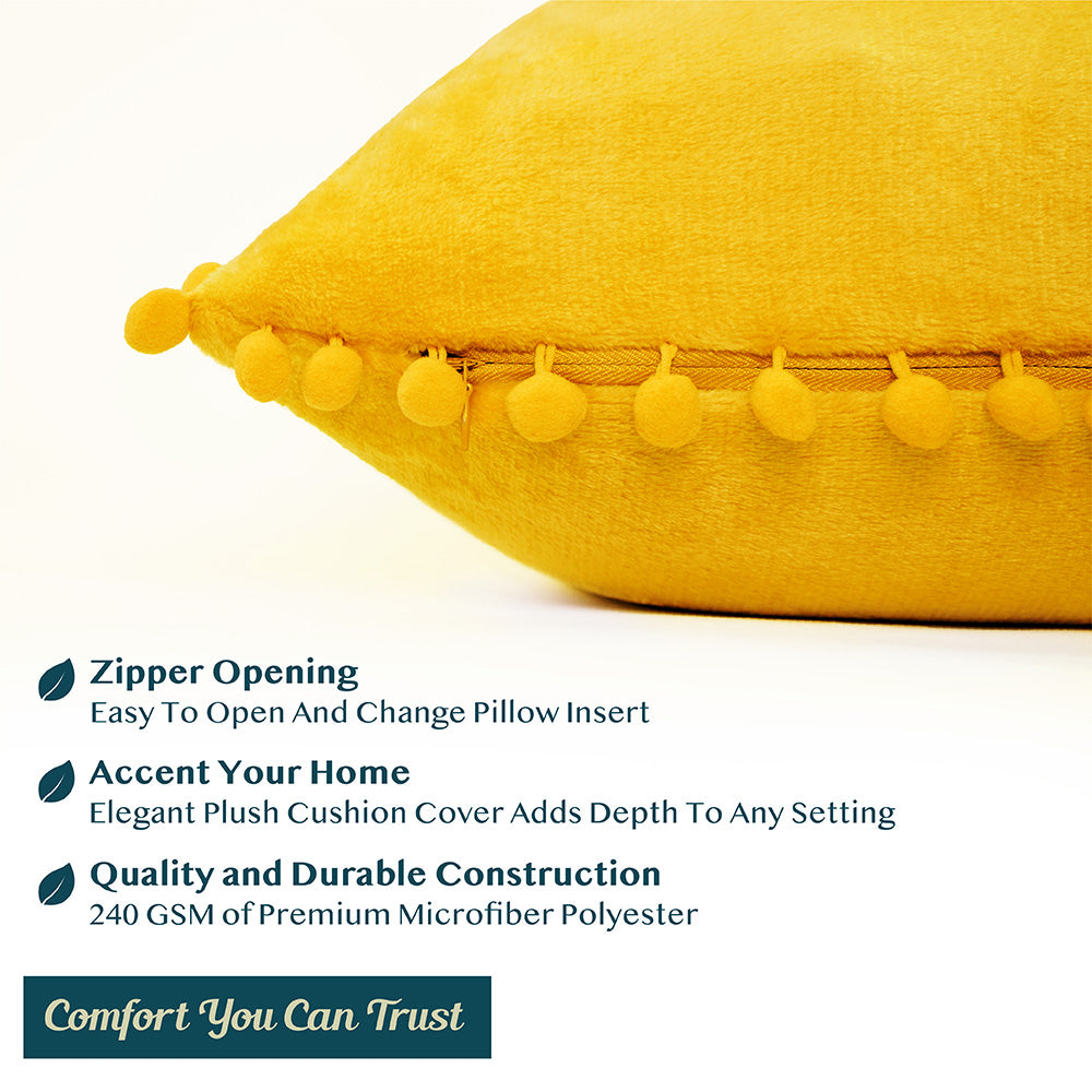 Pom Pom Fringe Fleece Pillow Cover - Set of 2