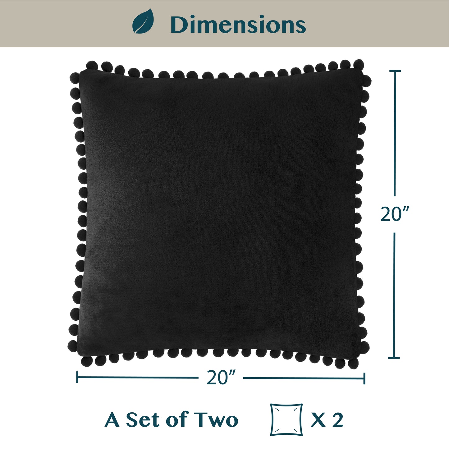 Pom Pom Fringe Fleece Pillow Cover - Set of 2