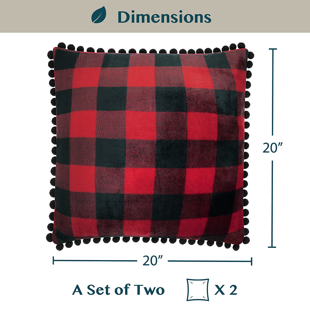 Pom Pom Fringe Fleece Pillow Cover - Set of 2