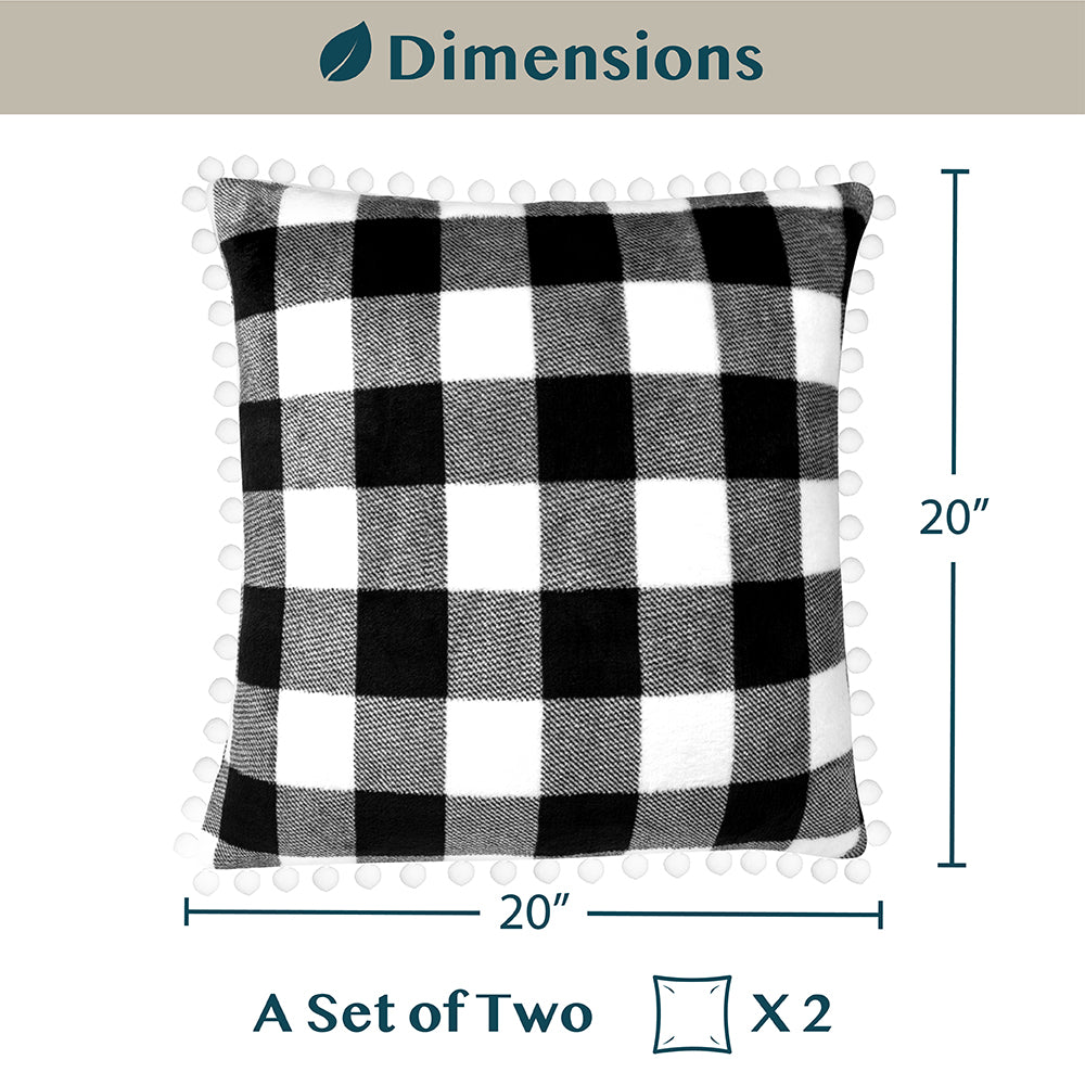 Pom Pom Fringe Fleece Pillow Cover - Set of 2
