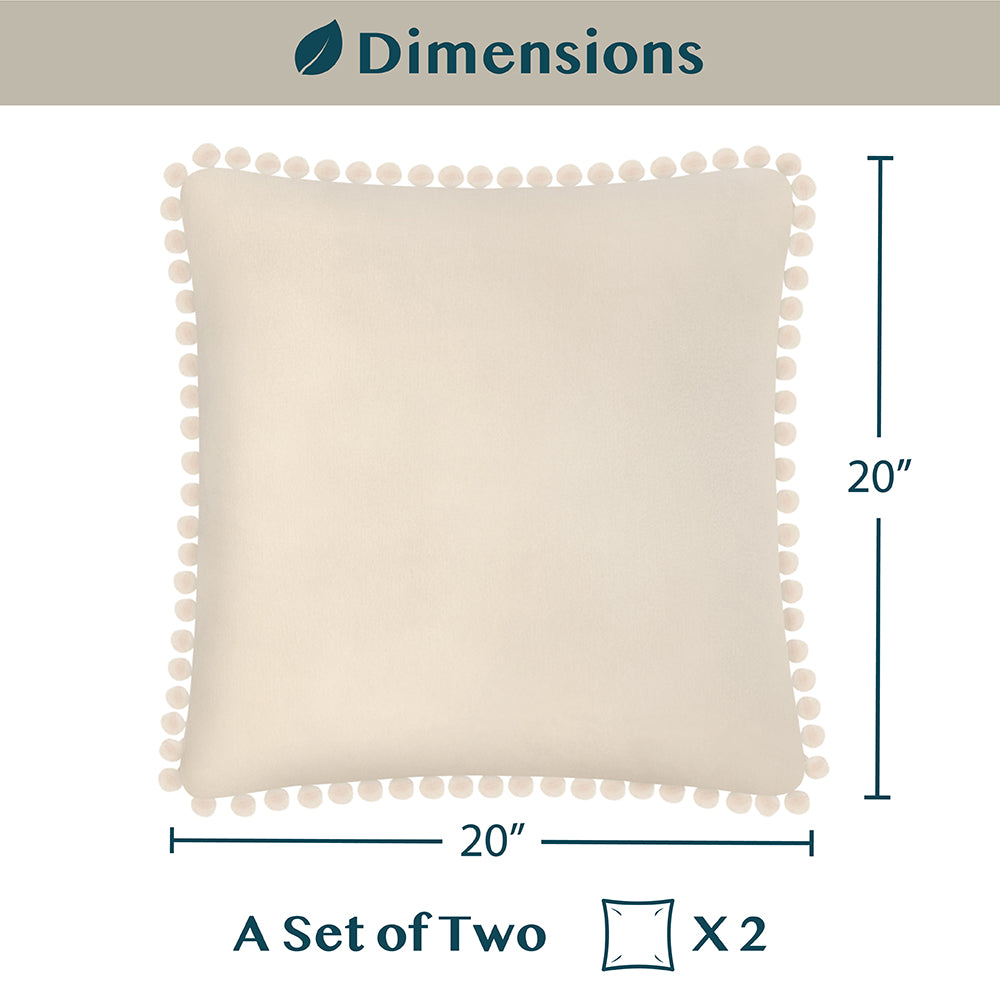 Pom Pom Fringe Fleece Pillow Cover - Set of 2