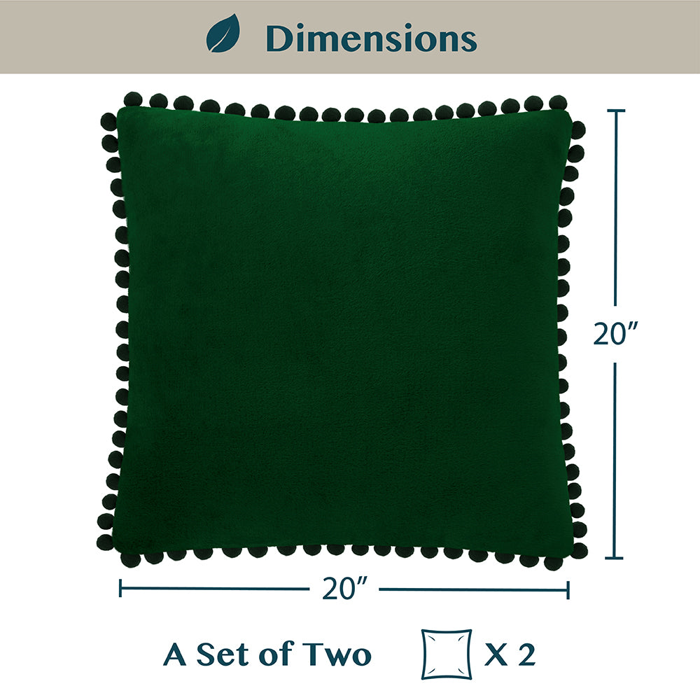 Pom Pom Fringe Fleece Pillow Cover - Set of 2
