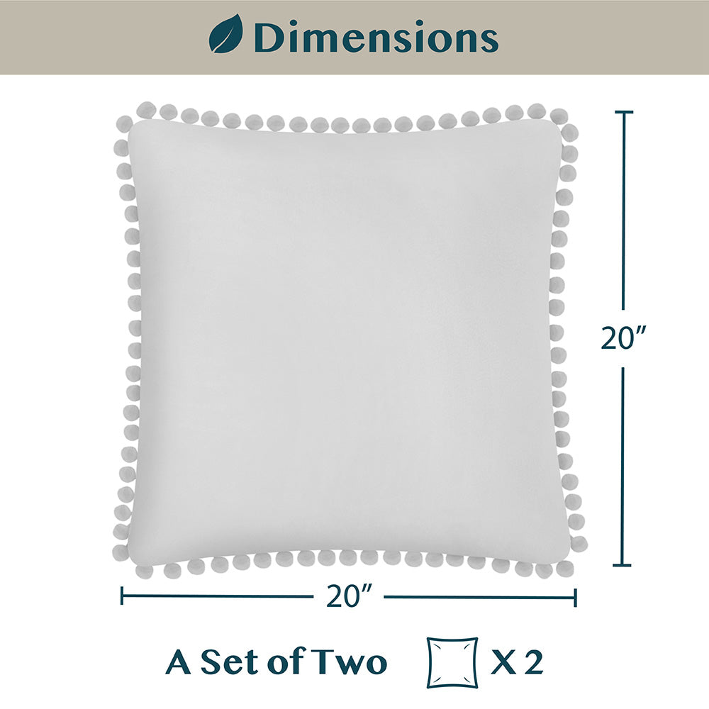 Pom Pom Fringe Fleece Pillow Cover - Set of 2