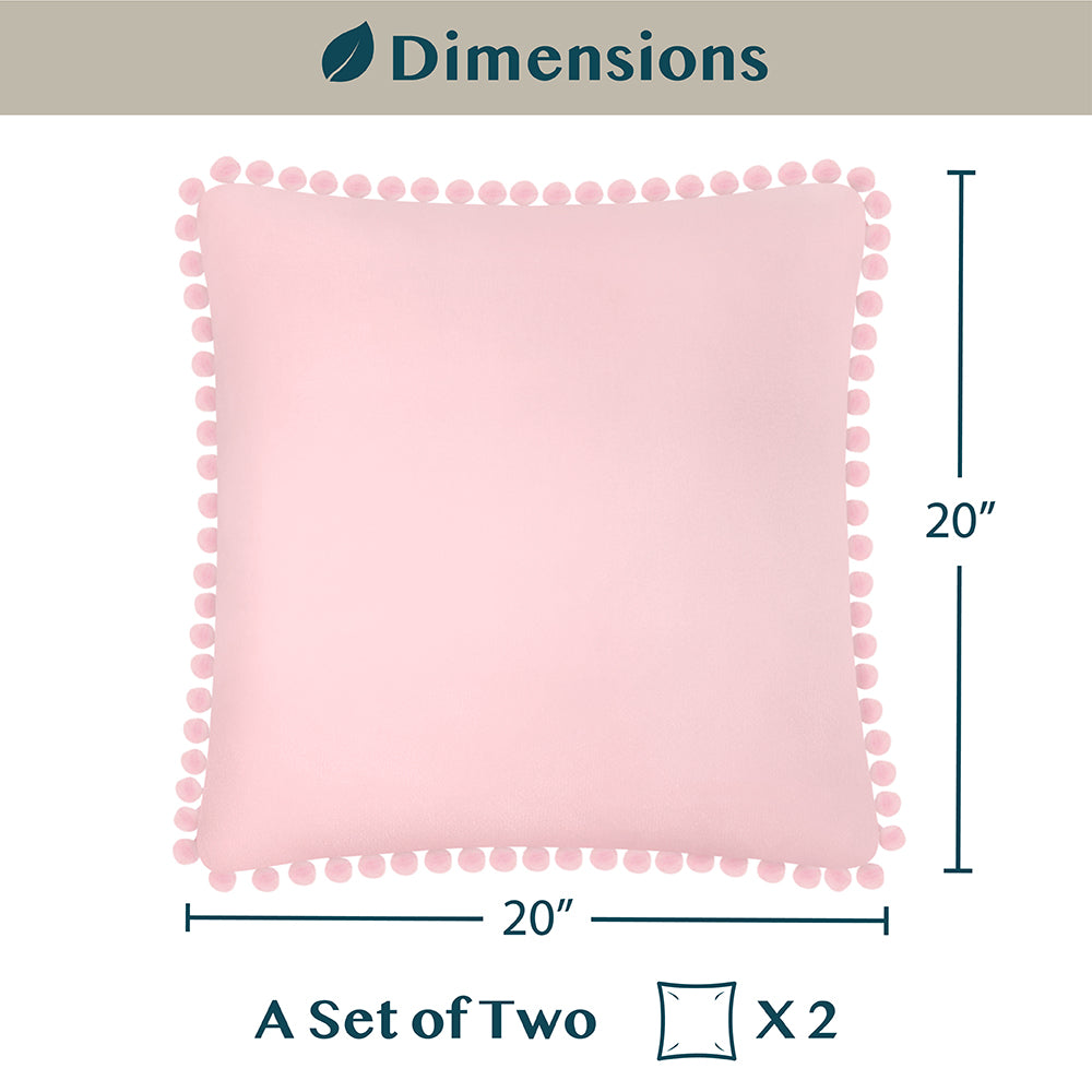 Pom Pom Fringe Fleece Pillow Cover - Set of 2