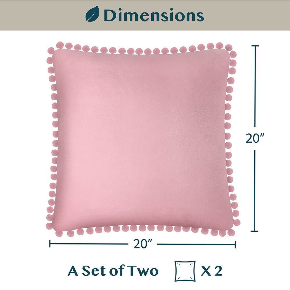 Pom Pom Fringe Fleece Pillow Cover - Set of 2