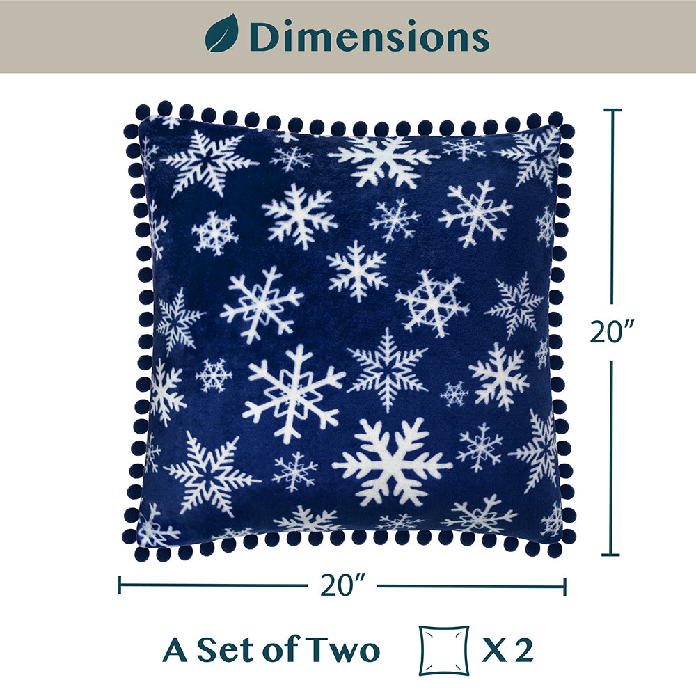 Pom Pom Fringe Fleece Pillow Cover - Set of 2