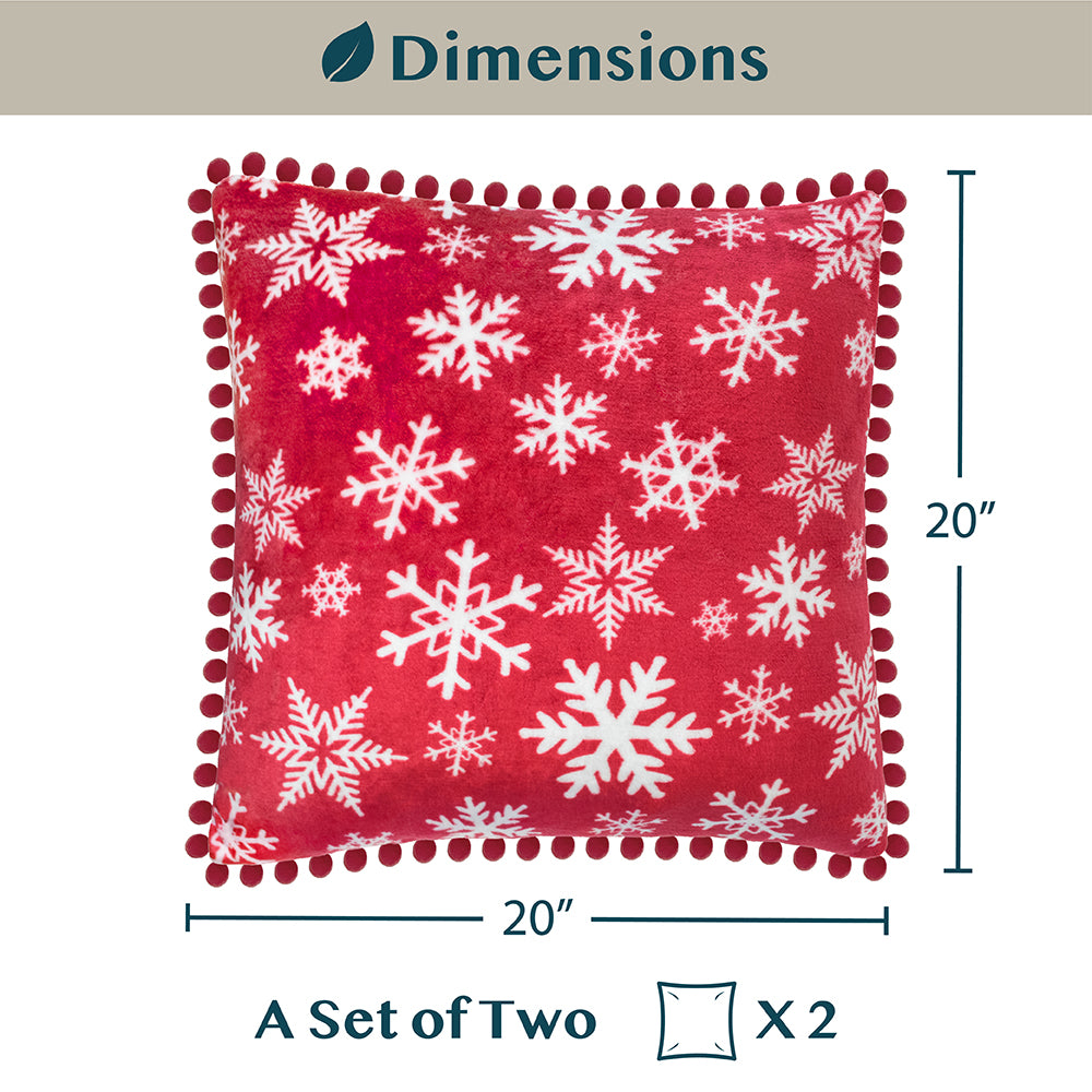 Pom Pom Fringe Fleece Pillow Cover - Set of 2