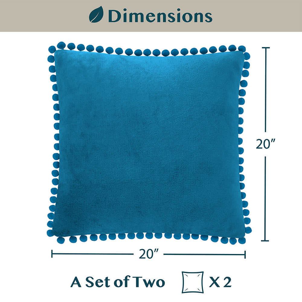 Pom Pom Fringe Fleece Pillow Cover - Set of 2