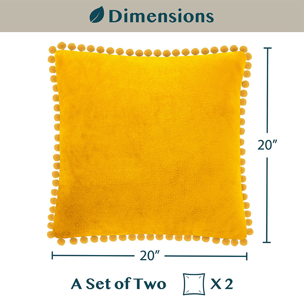 Pom Pom Fringe Fleece Pillow Cover - Set of 2