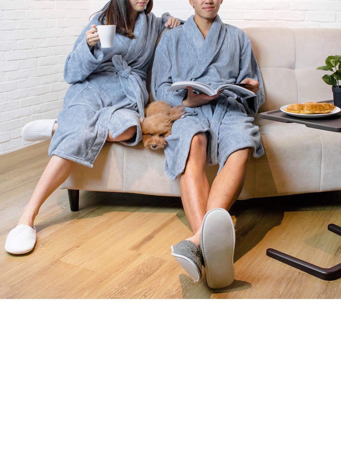 Men's Melange Fleece Robe
