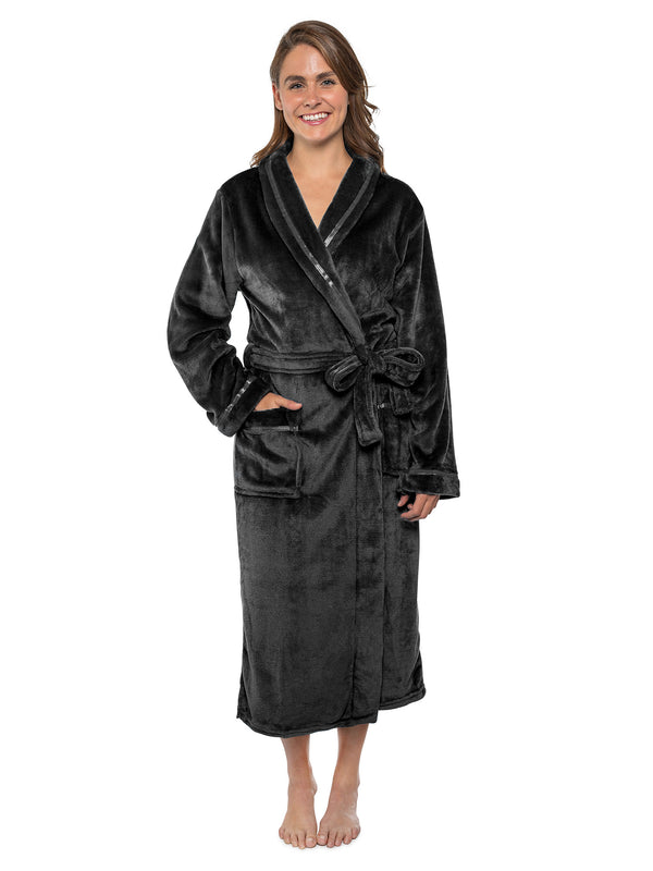 Women's Satin Trim Fleece Robe