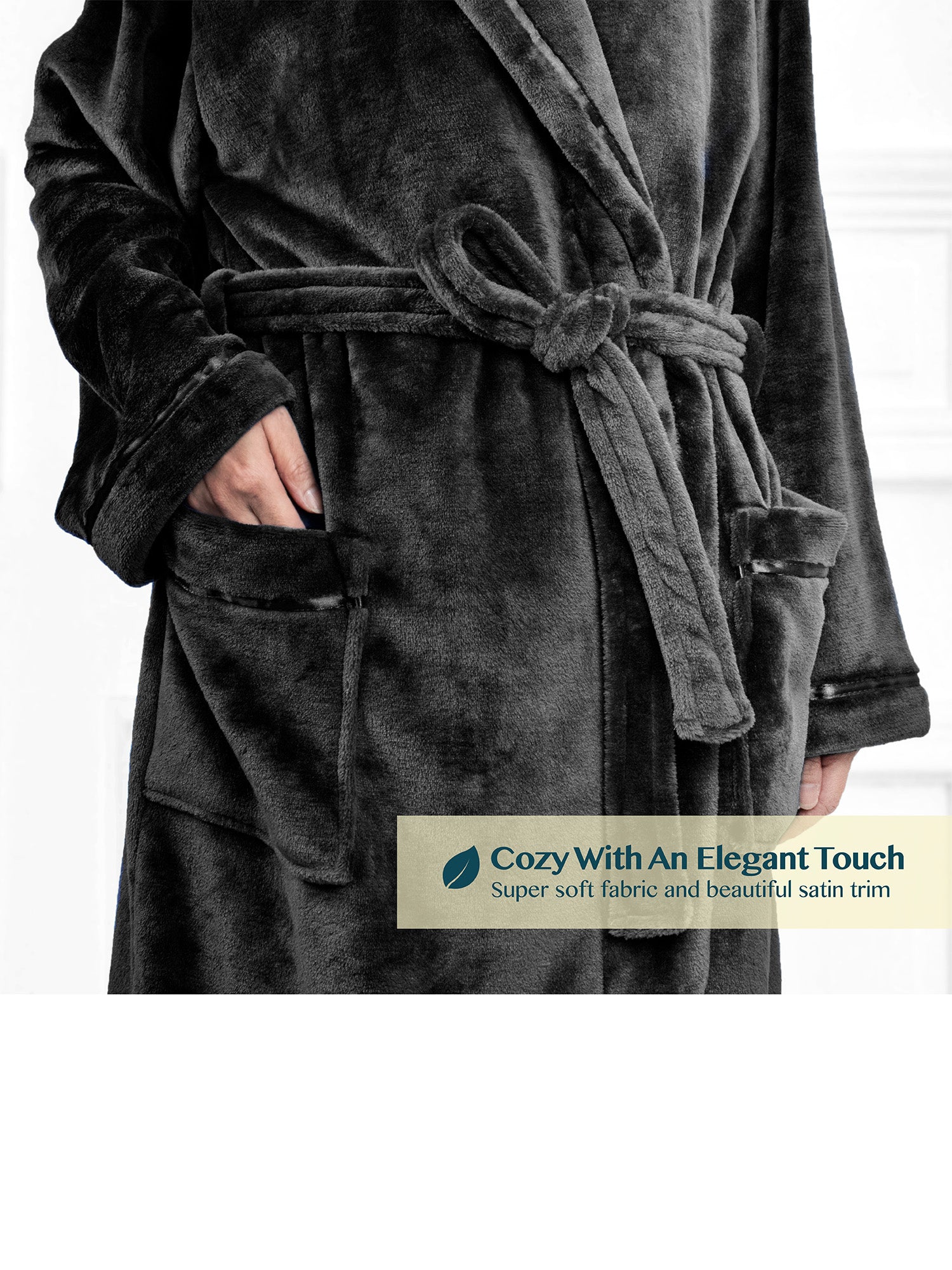 Women's Satin Trim Fleece Robe