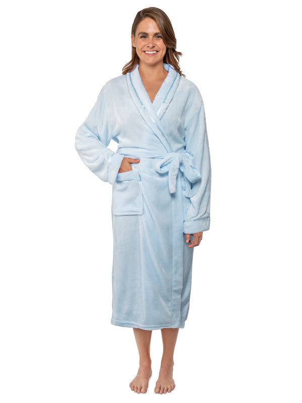 Women's Satin Trim Fleece Robe