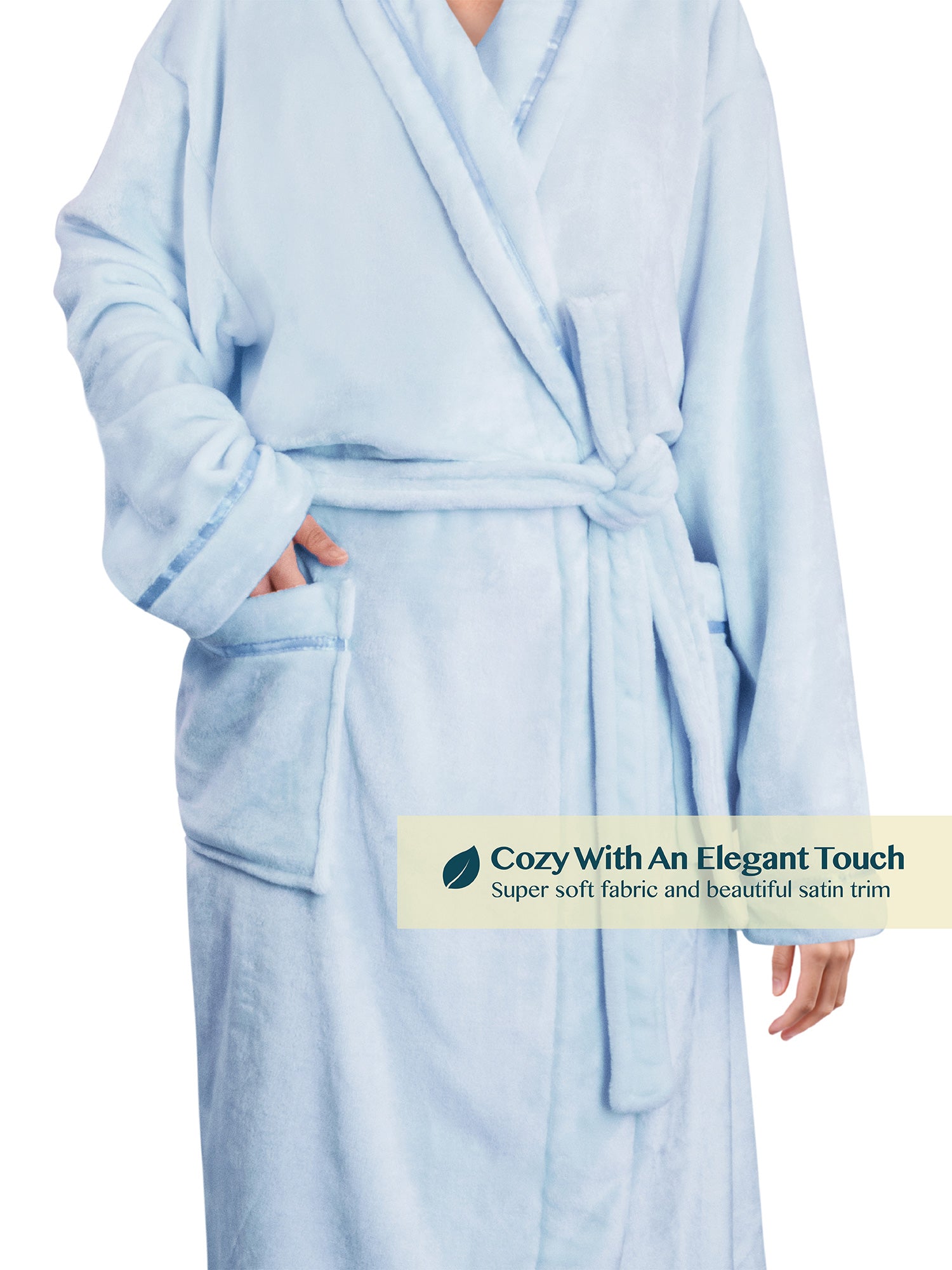 Women's Satin Trim Fleece Robe