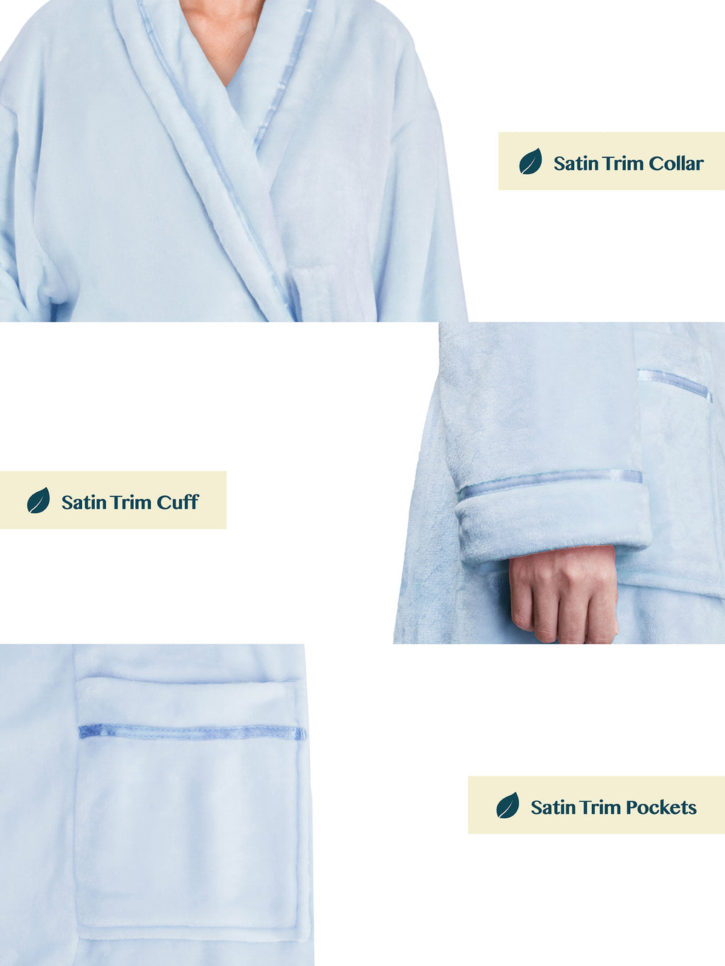 Women's Satin Trim Fleece Robe