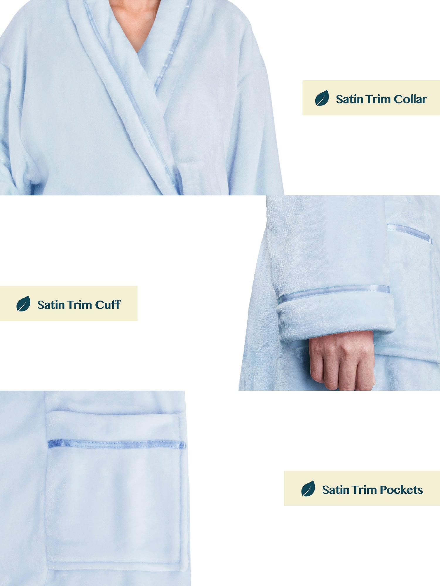 Women's Satin Trim Fleece Robe