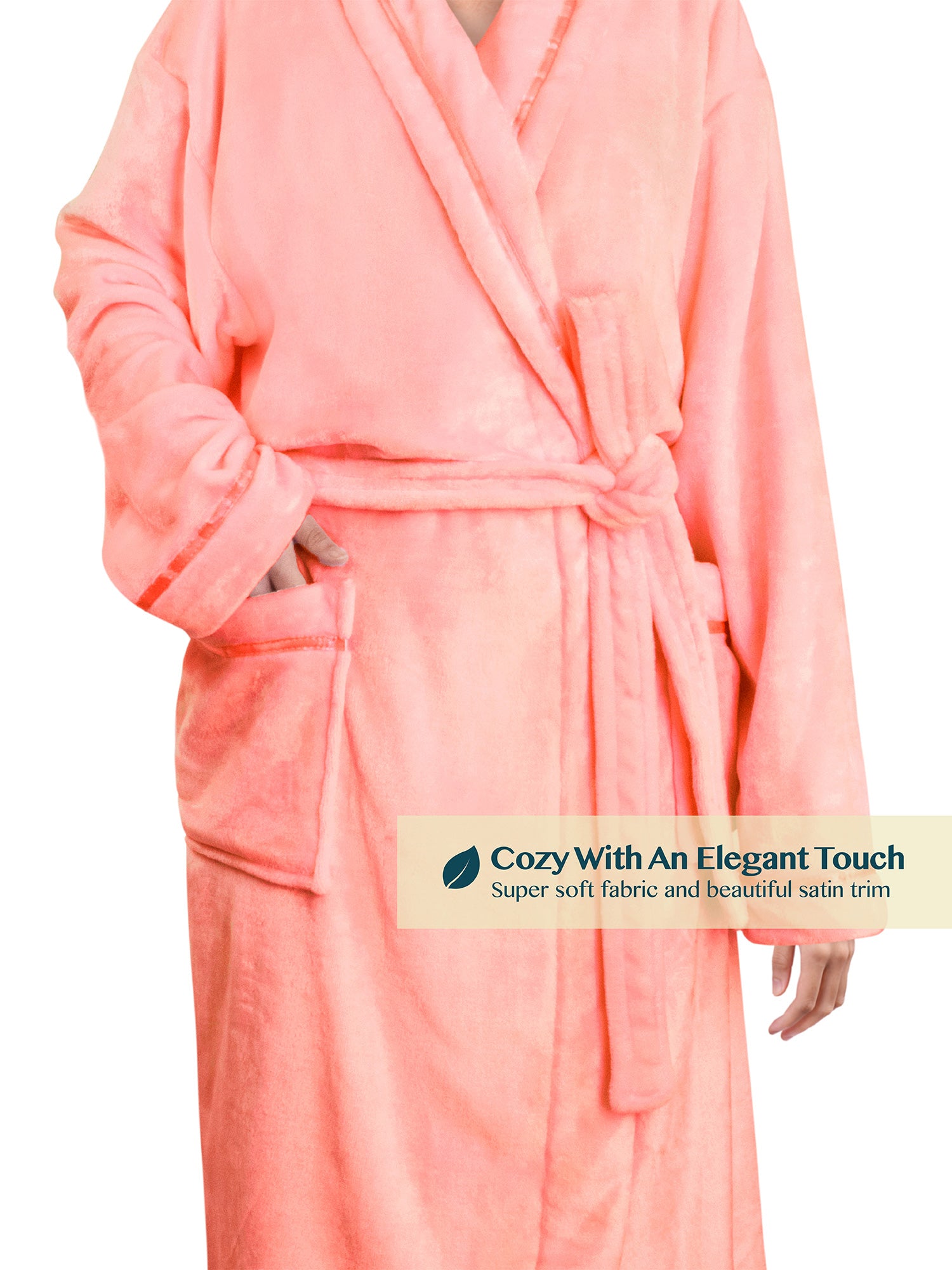 Women's Satin Trim Fleece Robe