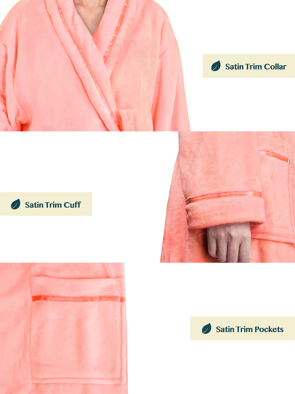 Women's Satin Trim Fleece Robe