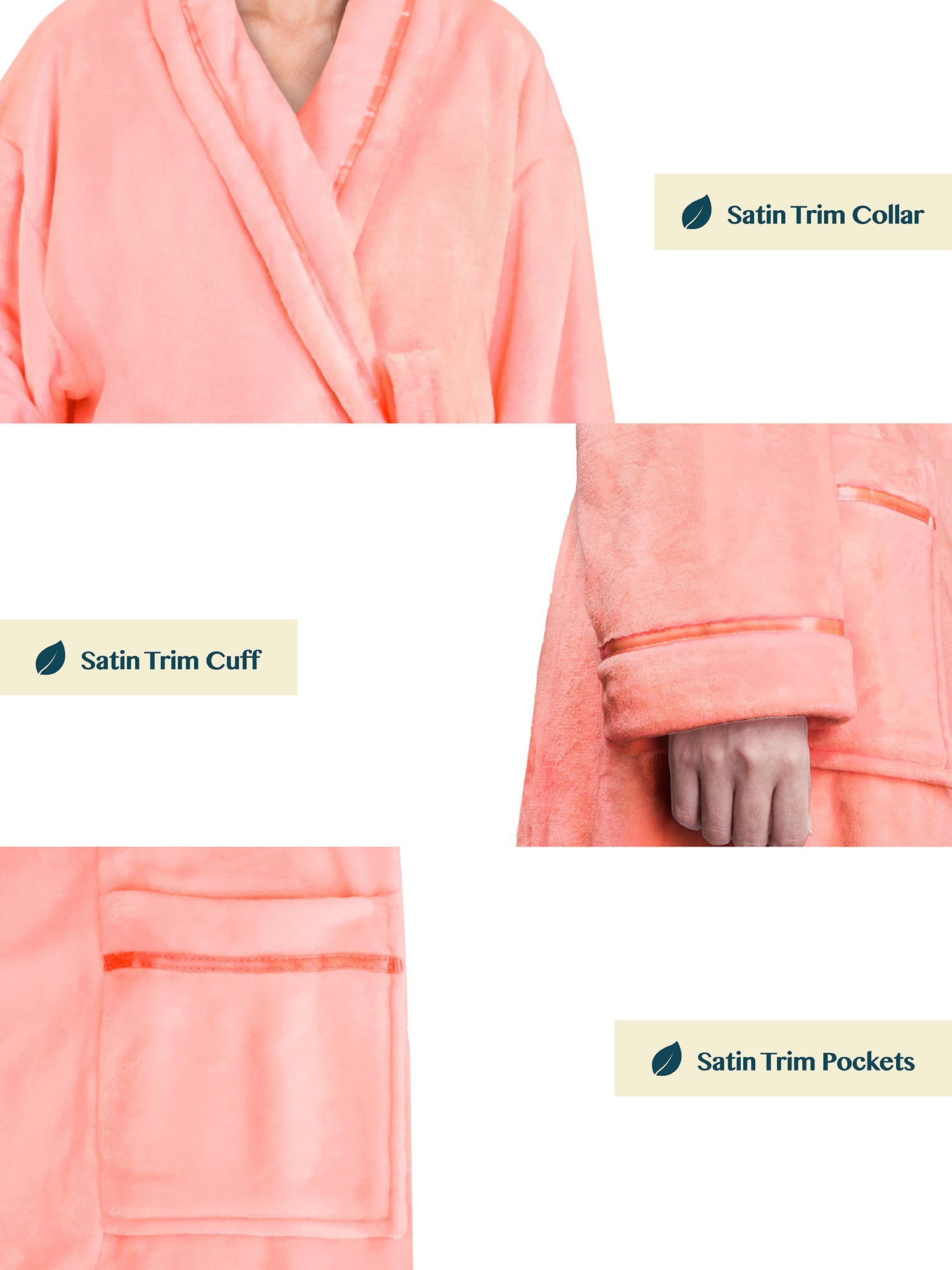 Women's Satin Trim Fleece Robe