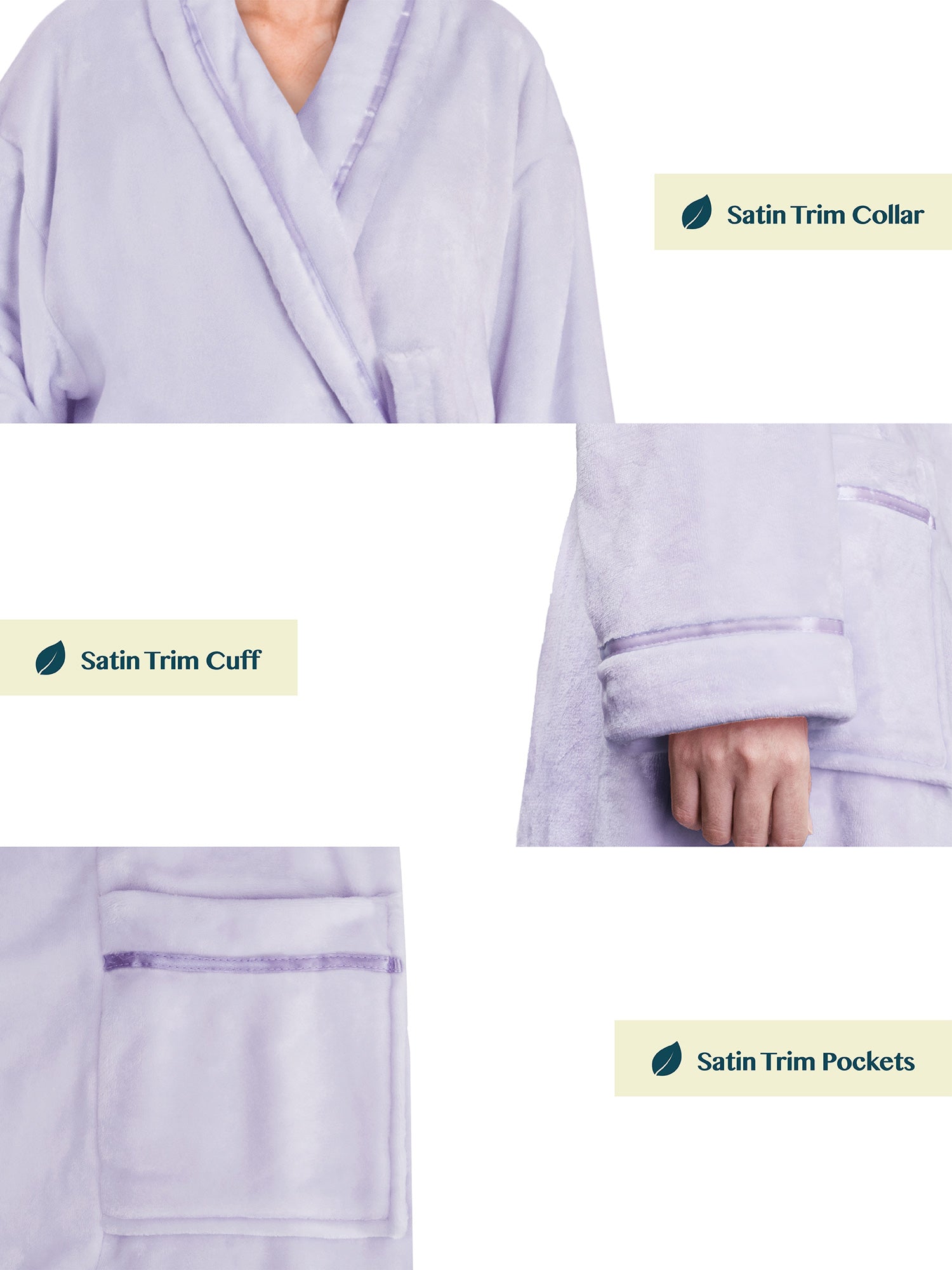 Women's Satin Trim Fleece Robe