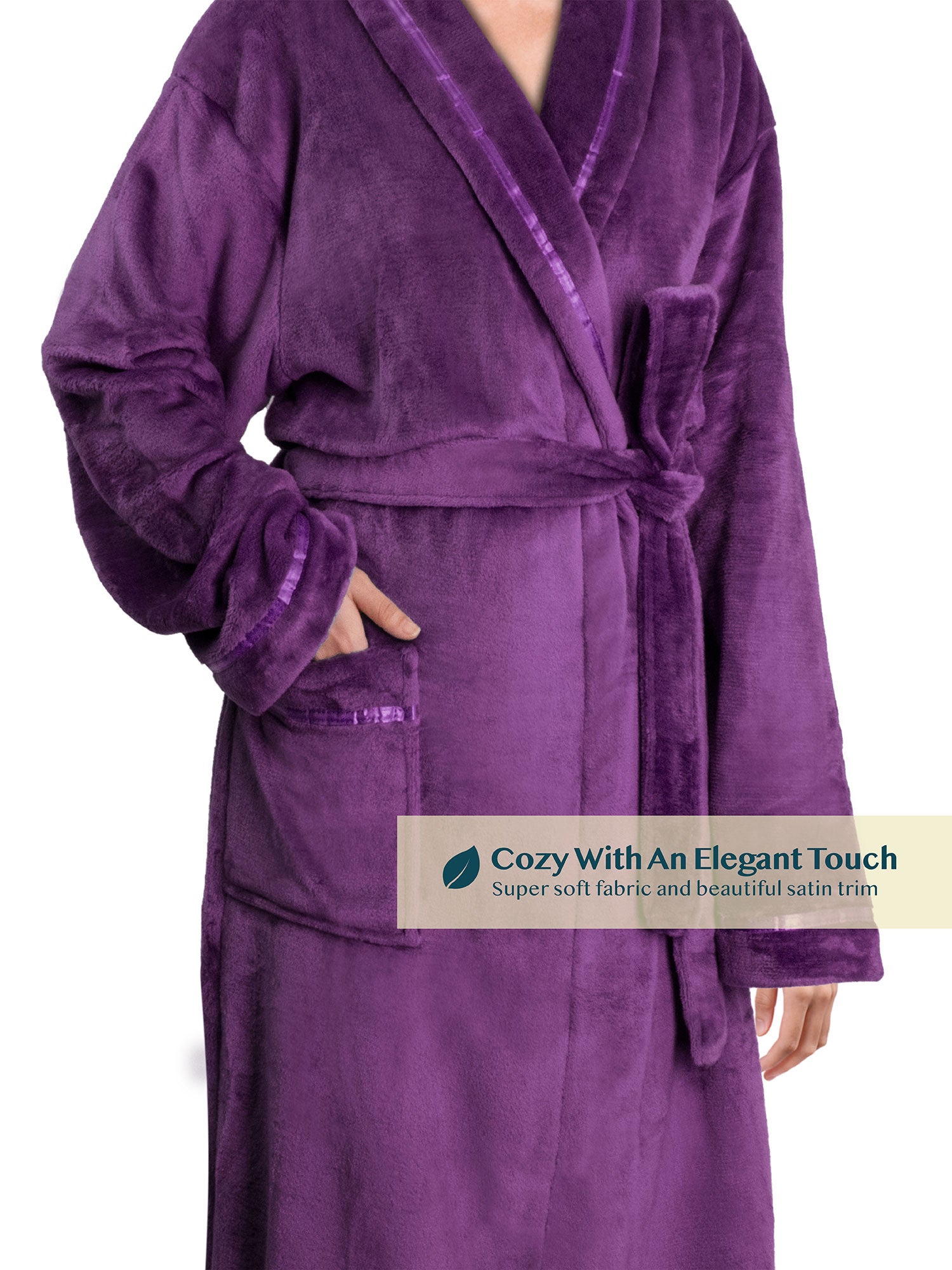 Women's Satin Trim Fleece Robe