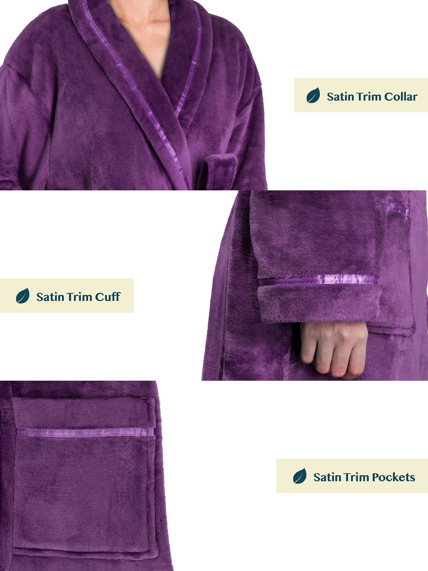 Women's Satin Trim Fleece Robe