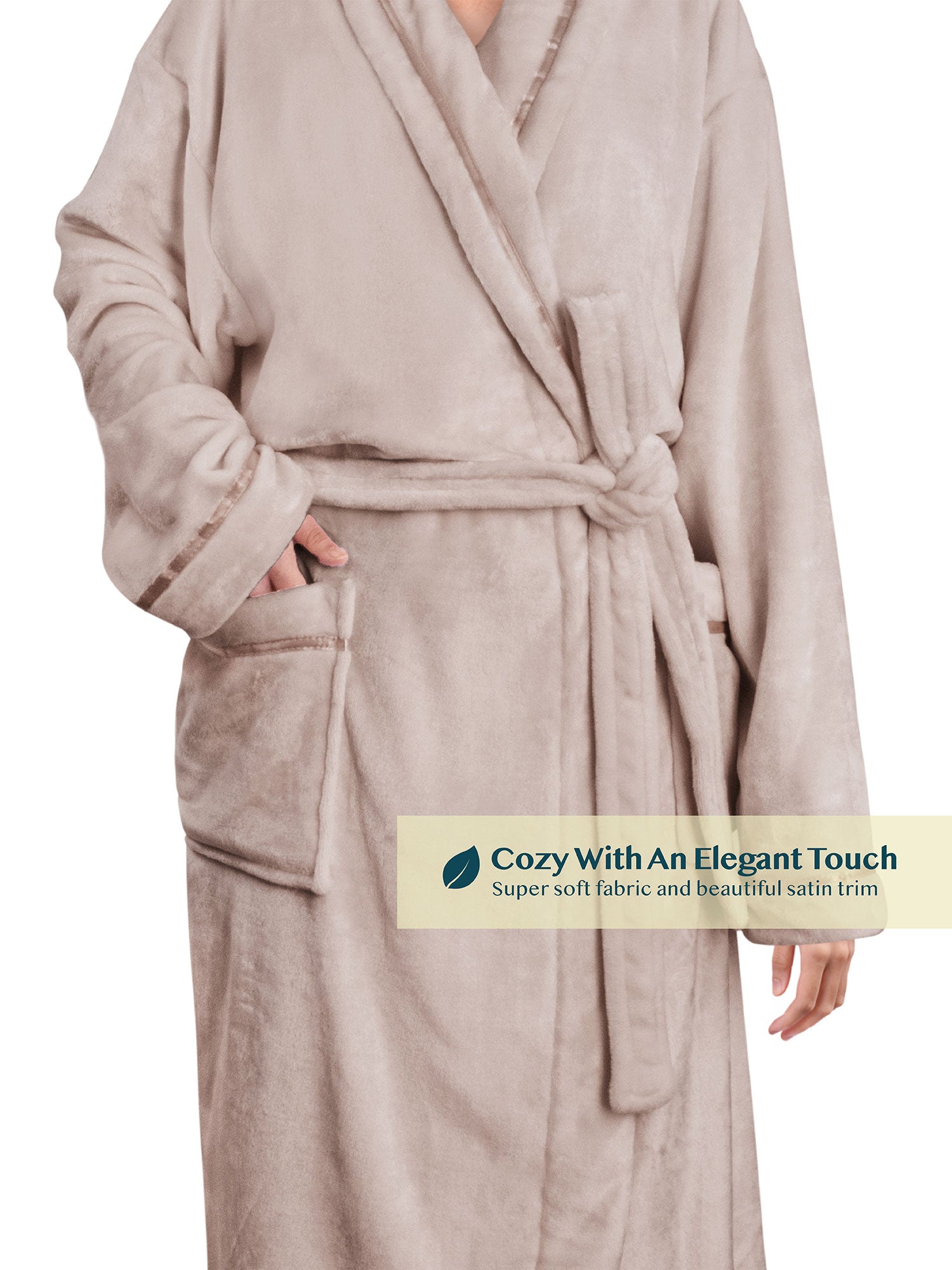 Women's Satin Trim Fleece Robe