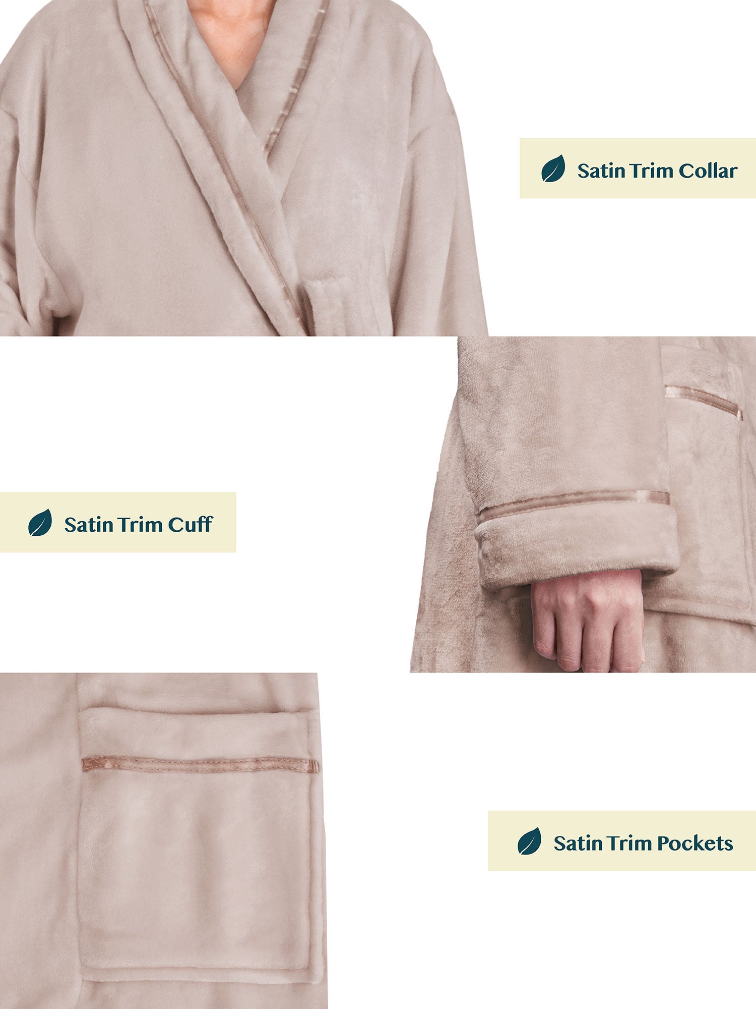 Women's Satin Trim Fleece Robe