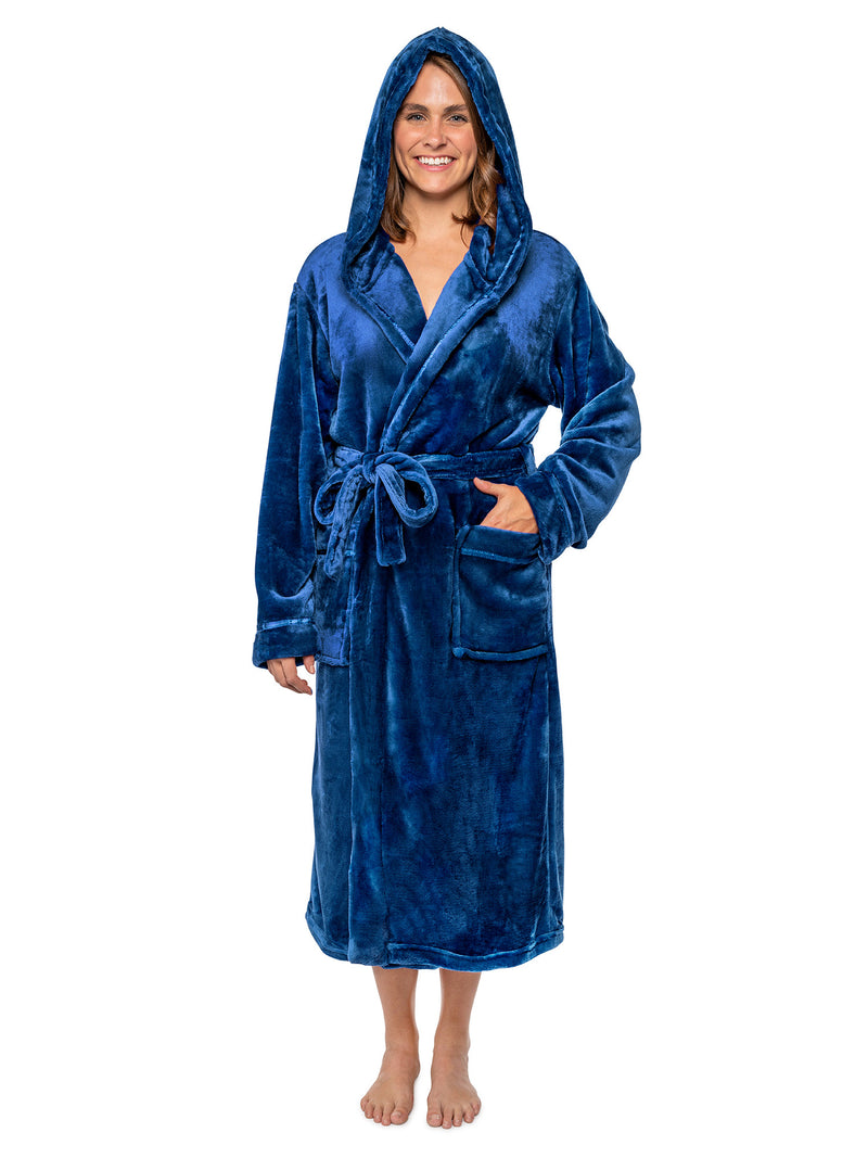 Women's Satin Trim Fleece Robe with Hood