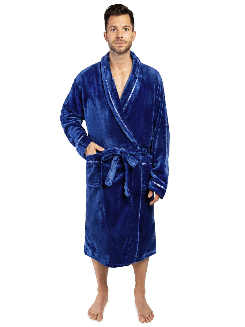 Men's Satin Trim Fleece Robe
