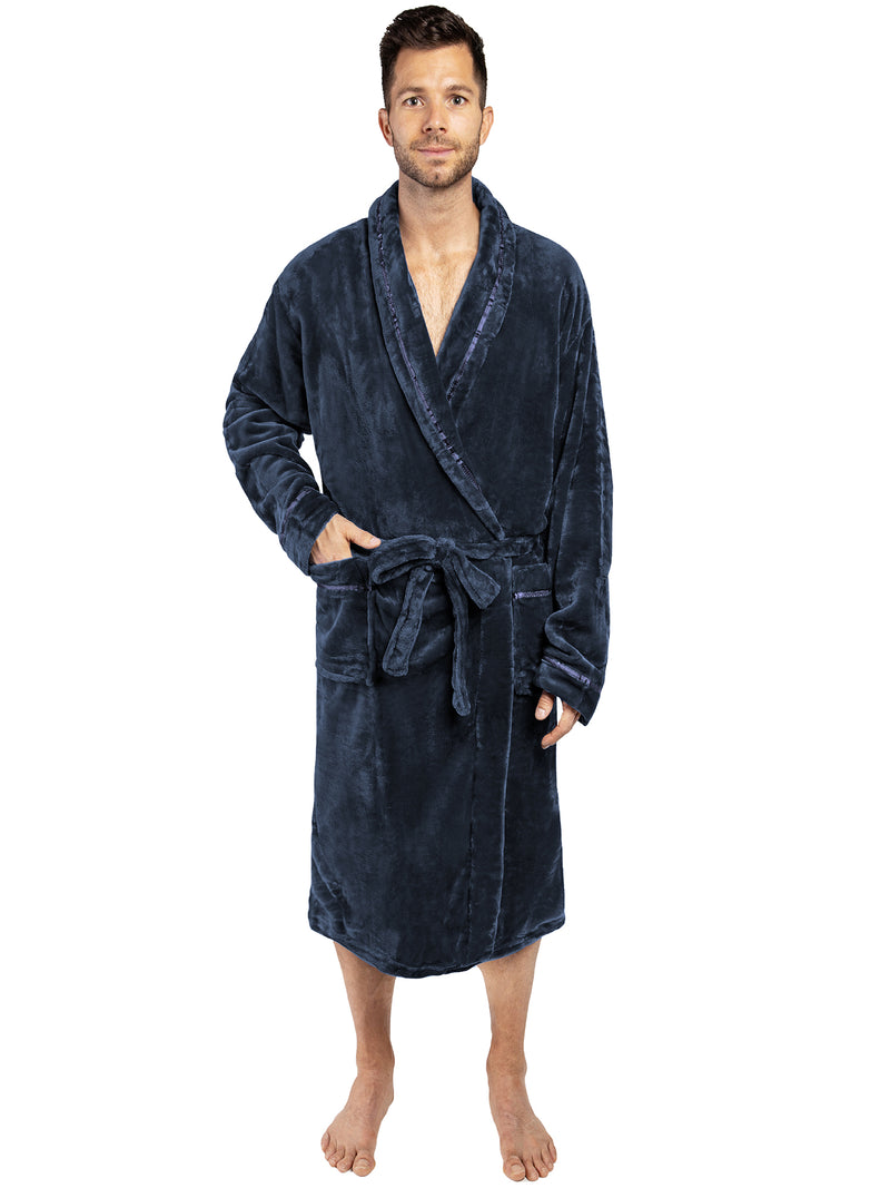 Men's Satin Trim Fleece Robe